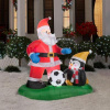 Santa Playing Soccer with Penguin Christmas Airblown